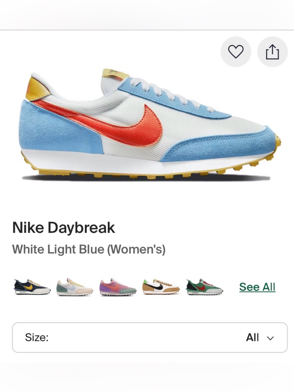 Nike Women’s Daybreak White & Blue Sneakers - Picture 2 of 7